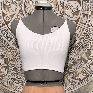 White Lace Up Back Crop White Tank